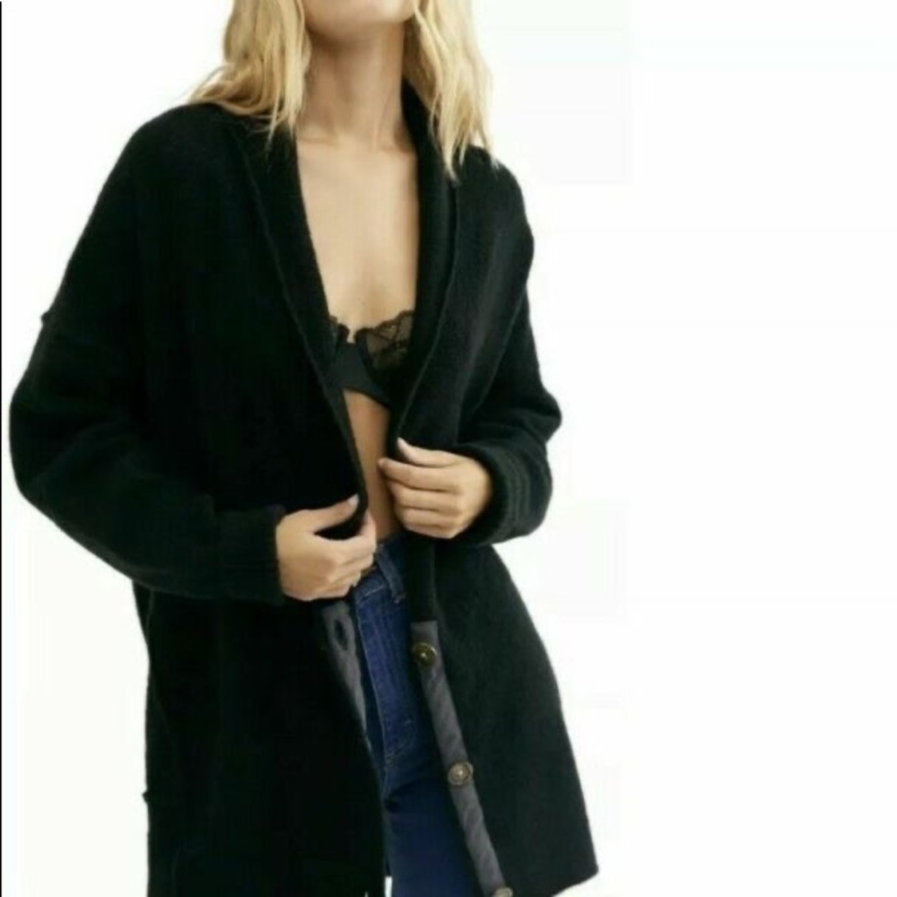 Free People oversized wool blend sweater large buttons